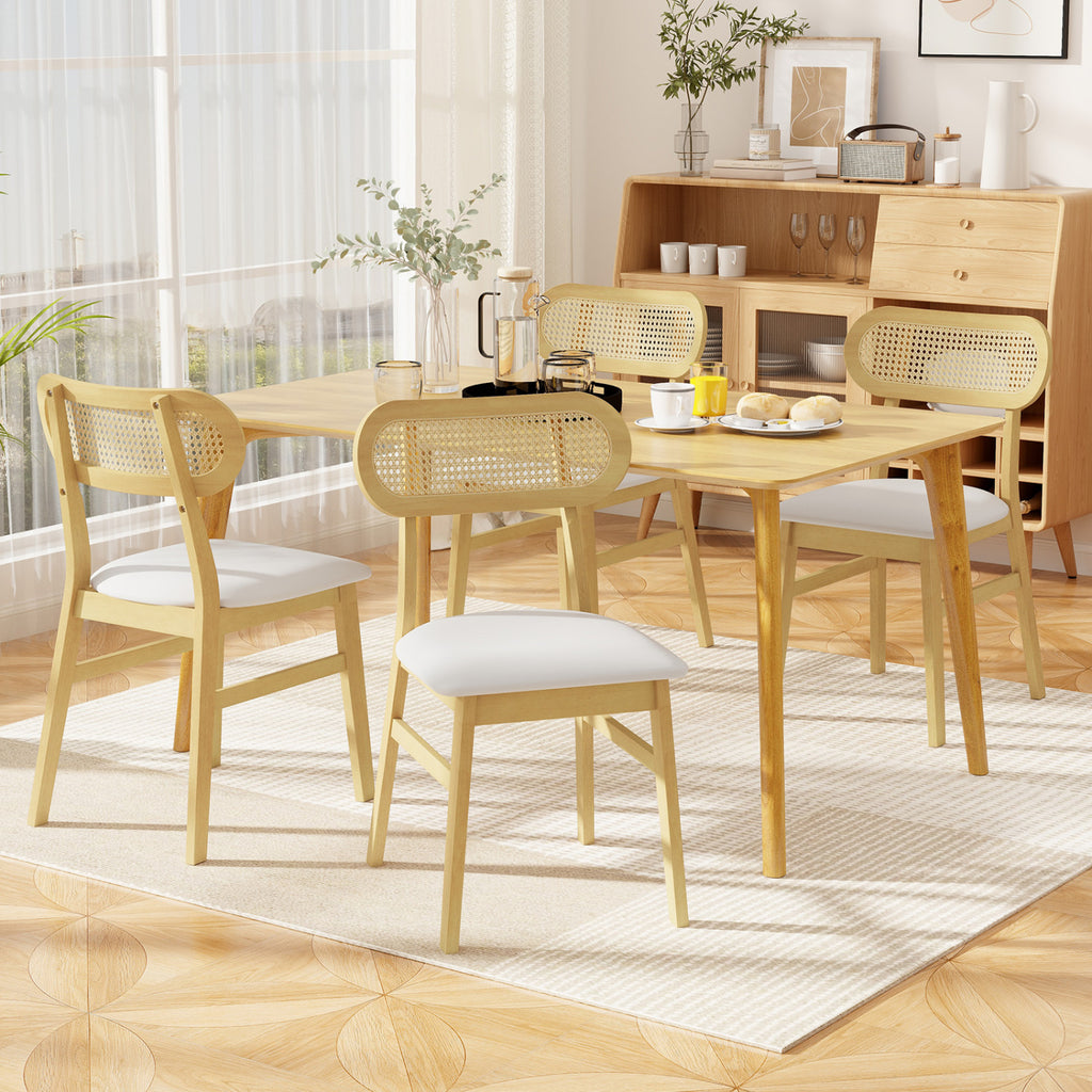 Dining Chair Set of 2, White - Mid Century Wood