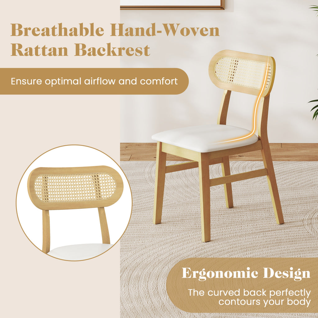 Dining Chair Set of 2, White - Mid Century Wood