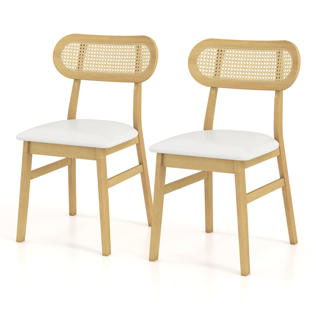 Dining Chair Set of 2, White - Mid Century Wood