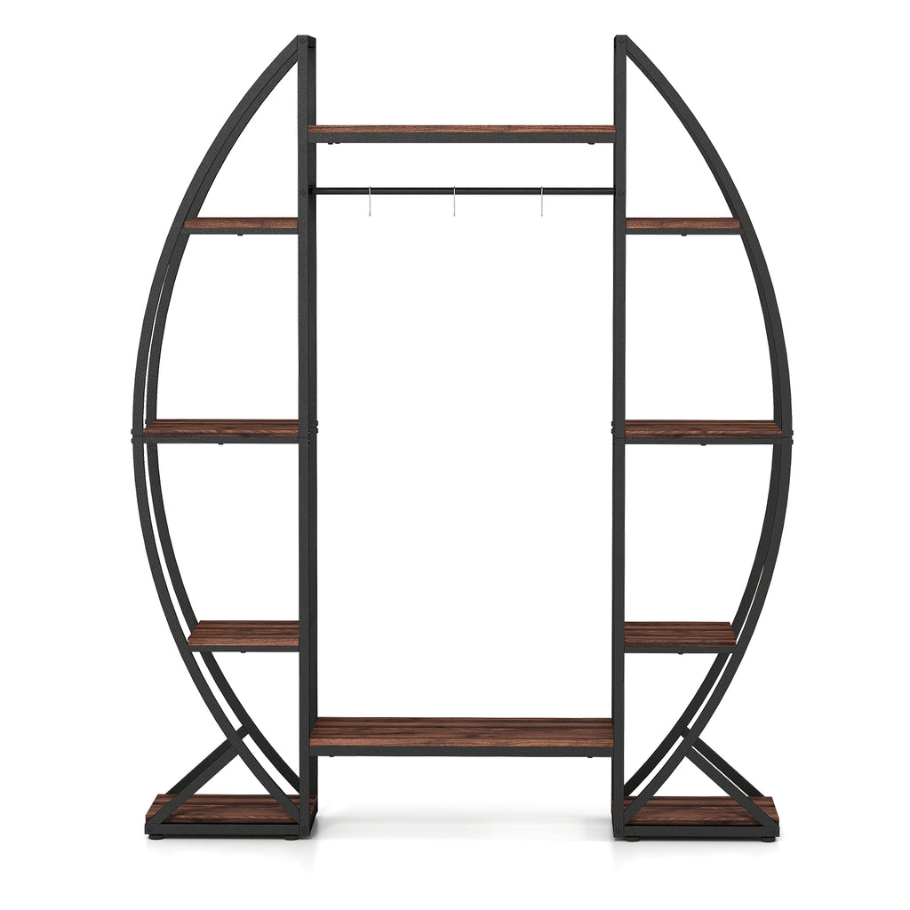 63" Tall 10-Tier Metal Plant Stand with Grow Lights - Brown