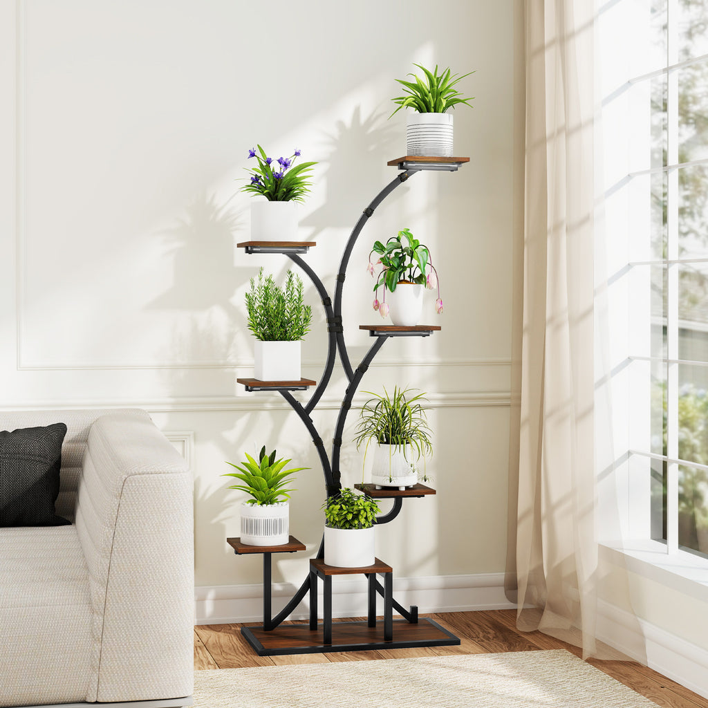 58" Plant Stand with 4-Head LED Grow Lights, 8-Tier Metal Corner Shelf - Set of 2, Style 3