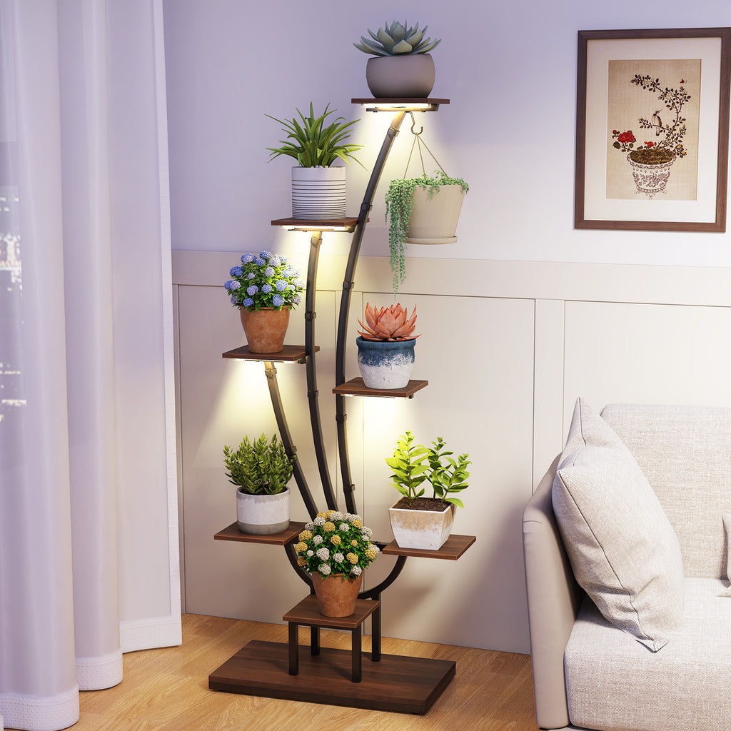 8-Tier Plant Stand with LED Grow Lights - Set of 2