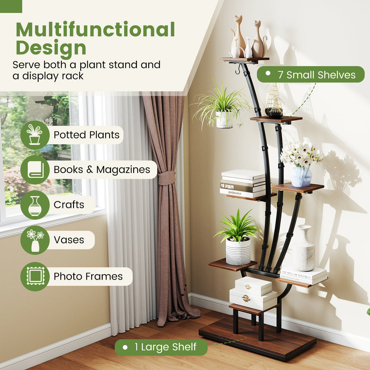 8-Tier Plant Stand with LED Grow Lights - Set of 2