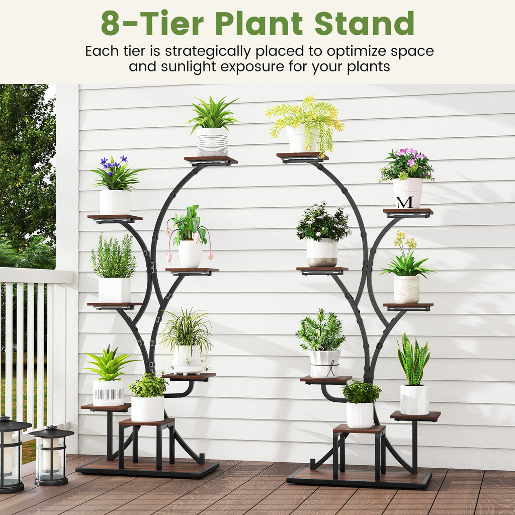 58" Plant Stand with 4-Head LED Grow Lights, 8-Tier Metal Corner Shelf - Set of 2, Style 3