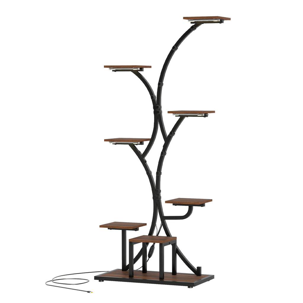 58" Plant Stand with 4-Head LED Grow Lights, 8-Tier Metal Corner Shelf - Set of 2, Style 3