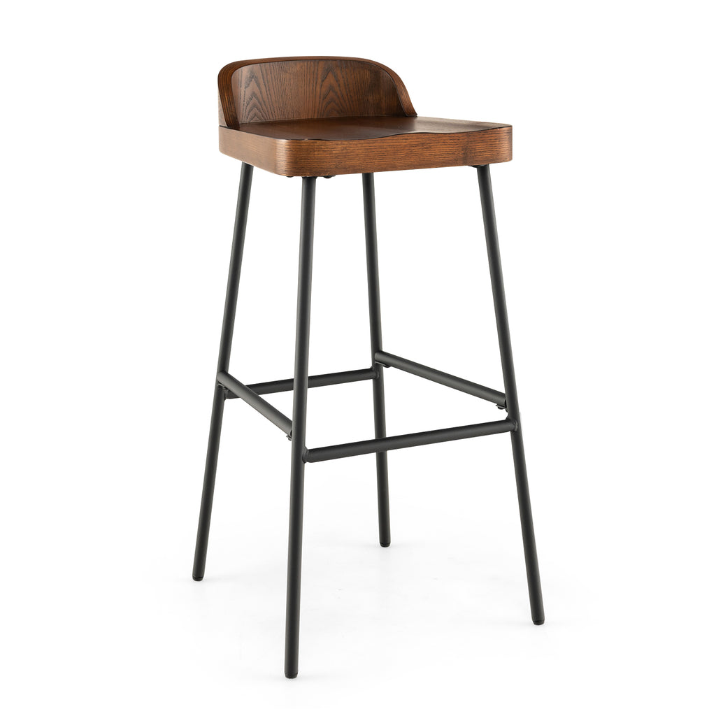 29 Inch Industrial Bar Stool with Low Back and Footrest - Single
