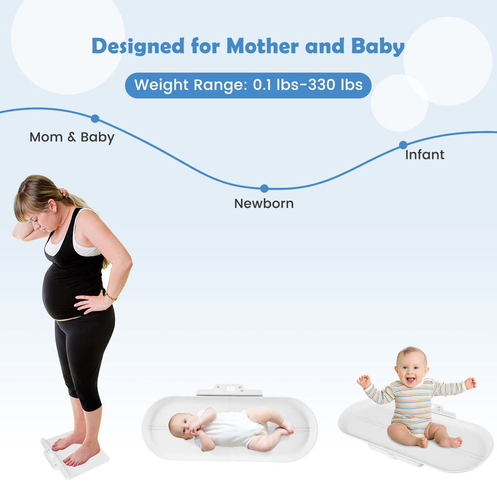 Infant & Baby Scale with Detachable Tray - Digital Height & Weight Measurement - White