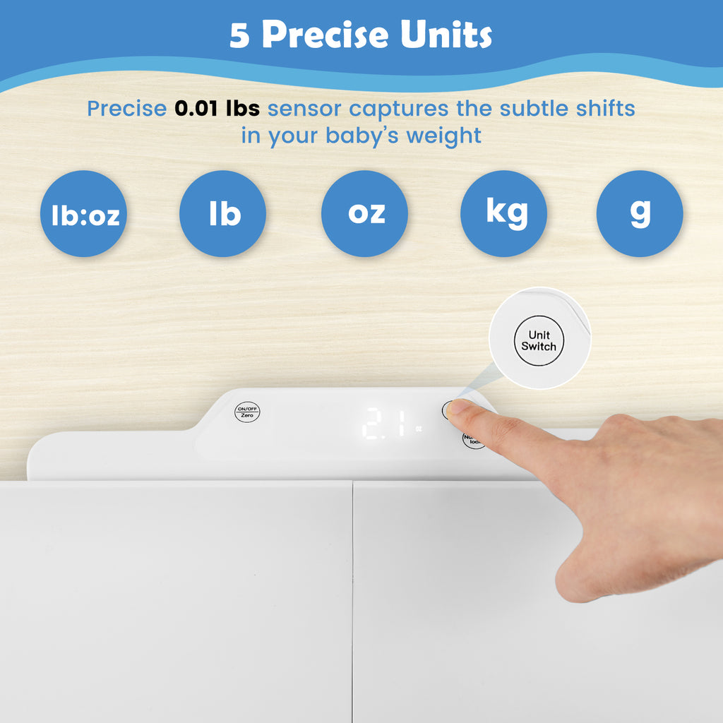 Infant & Baby Scale with Detachable Tray - Digital Height & Weight Measurement - White
