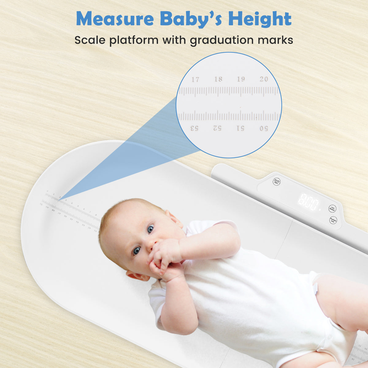Infant & Baby Scale with Detachable Tray - Digital Height & Weight Measurement - White