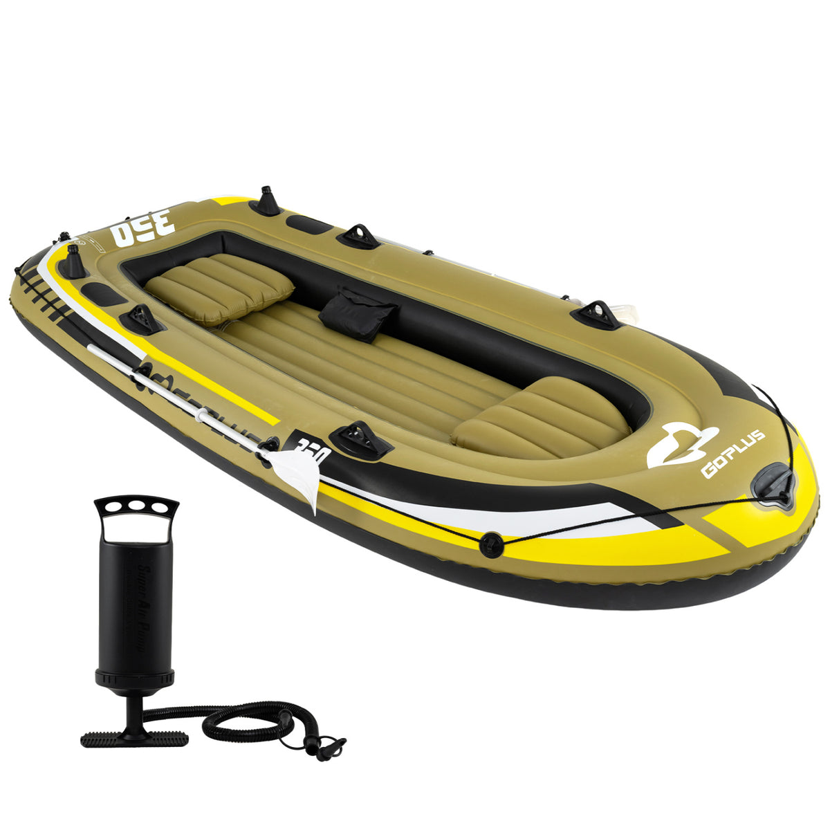 Heavy-Duty Inflatable 4-Person Fishing Raft Set - Green, Support & Buoyancy