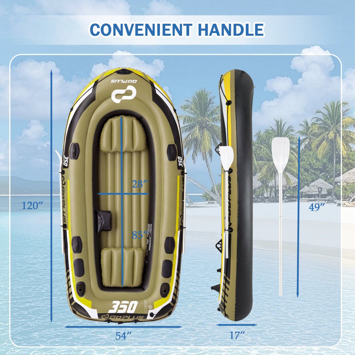 Heavy-Duty Inflatable 4-Person Fishing Raft Set - Green, Support & Buoyancy