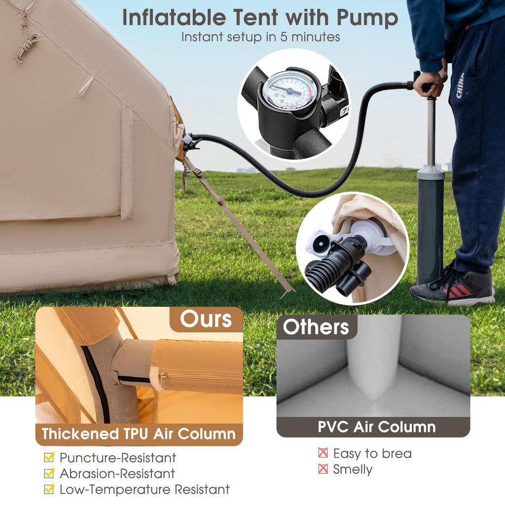 Inflatable Camping Tent 2/4/6 People Glamping for Family with Pump