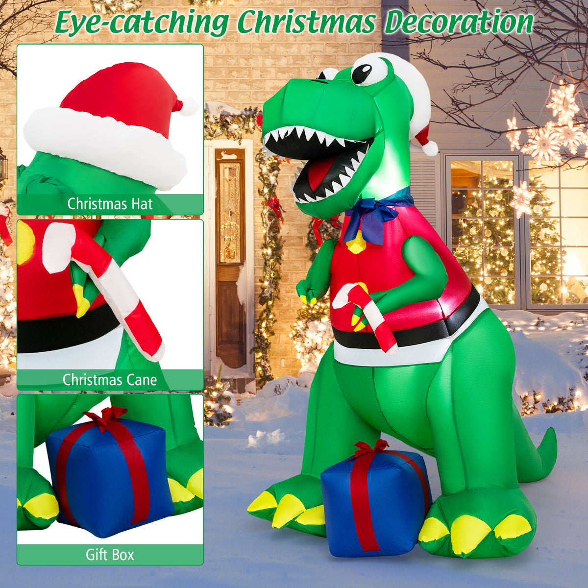 Inflatable Christmas Decor with LED Lights Waterproof Blower - 6FT Yard Holiday Decoration