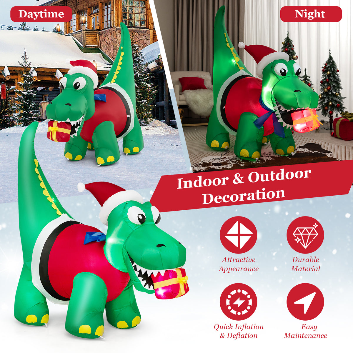 Inflatable Christmas Decoration with LED Lights for Yard & Indoor Holiday Decor