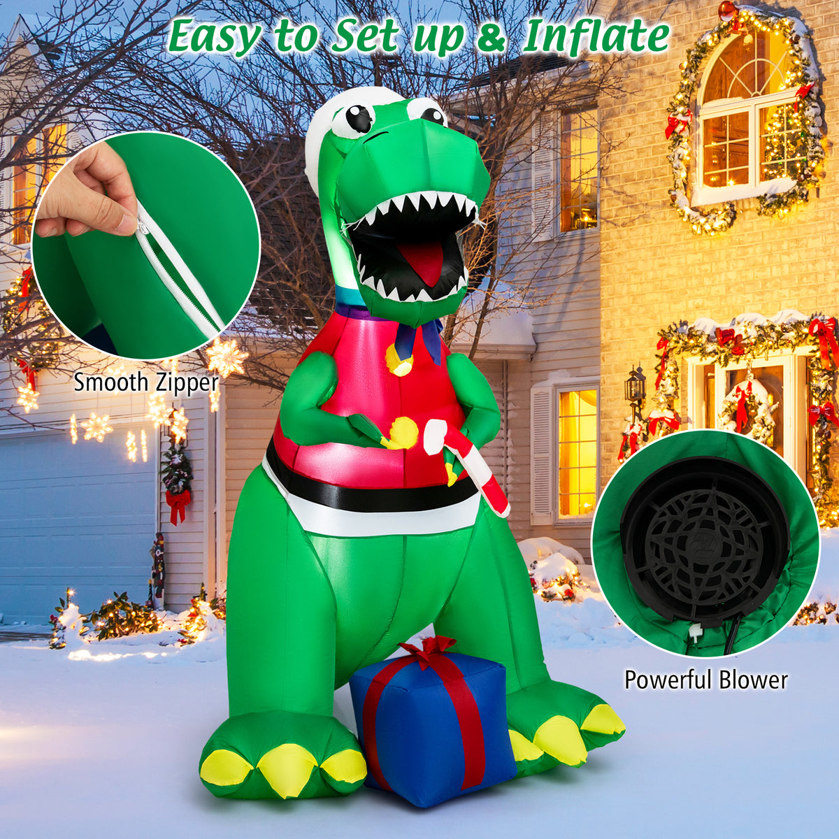 Inflatable Christmas Decor with LED Lights Waterproof Blower - 6FT Yard Holiday Decoration