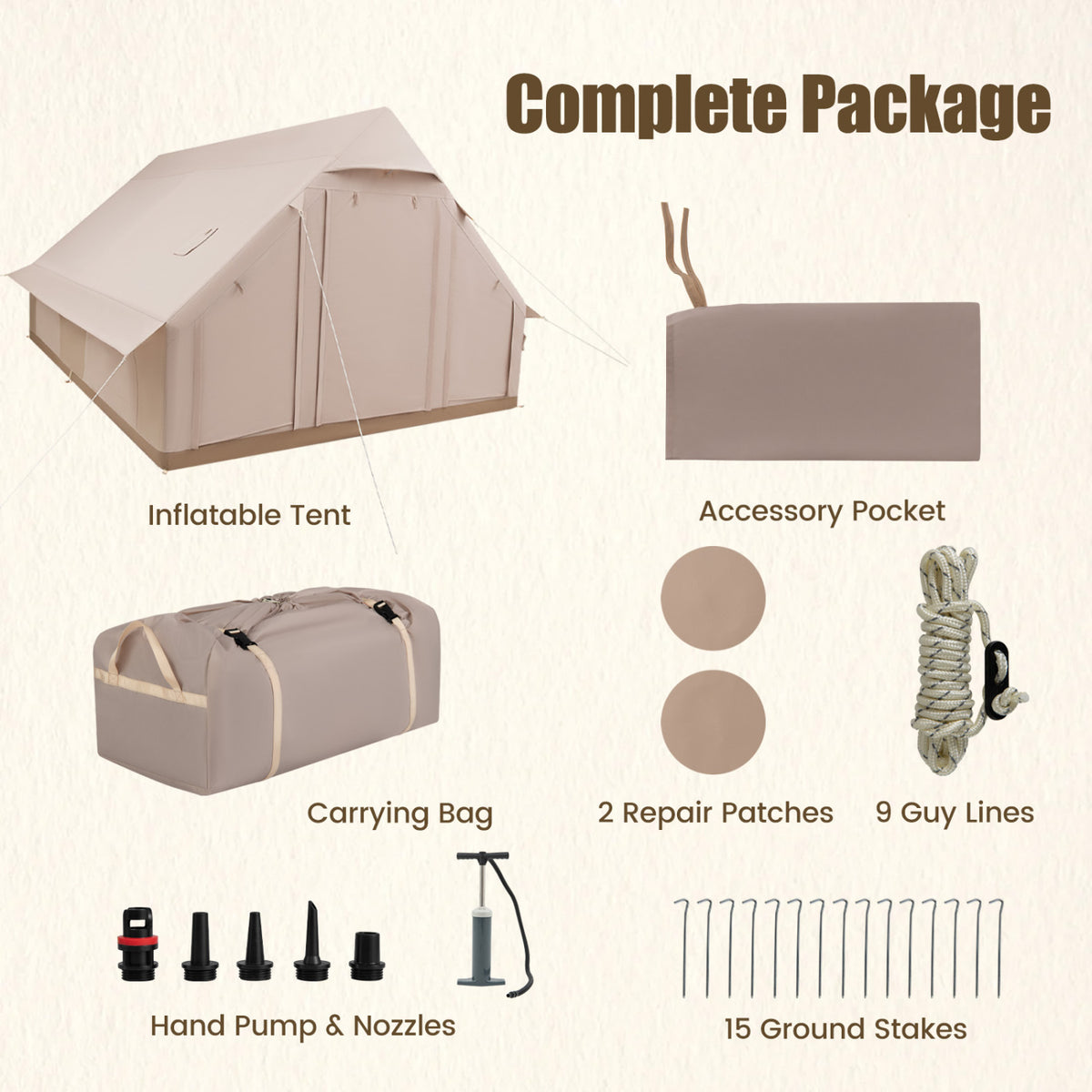 Inflatable Easy Setup 4 Season Waterproof Oxford Camping Tent for