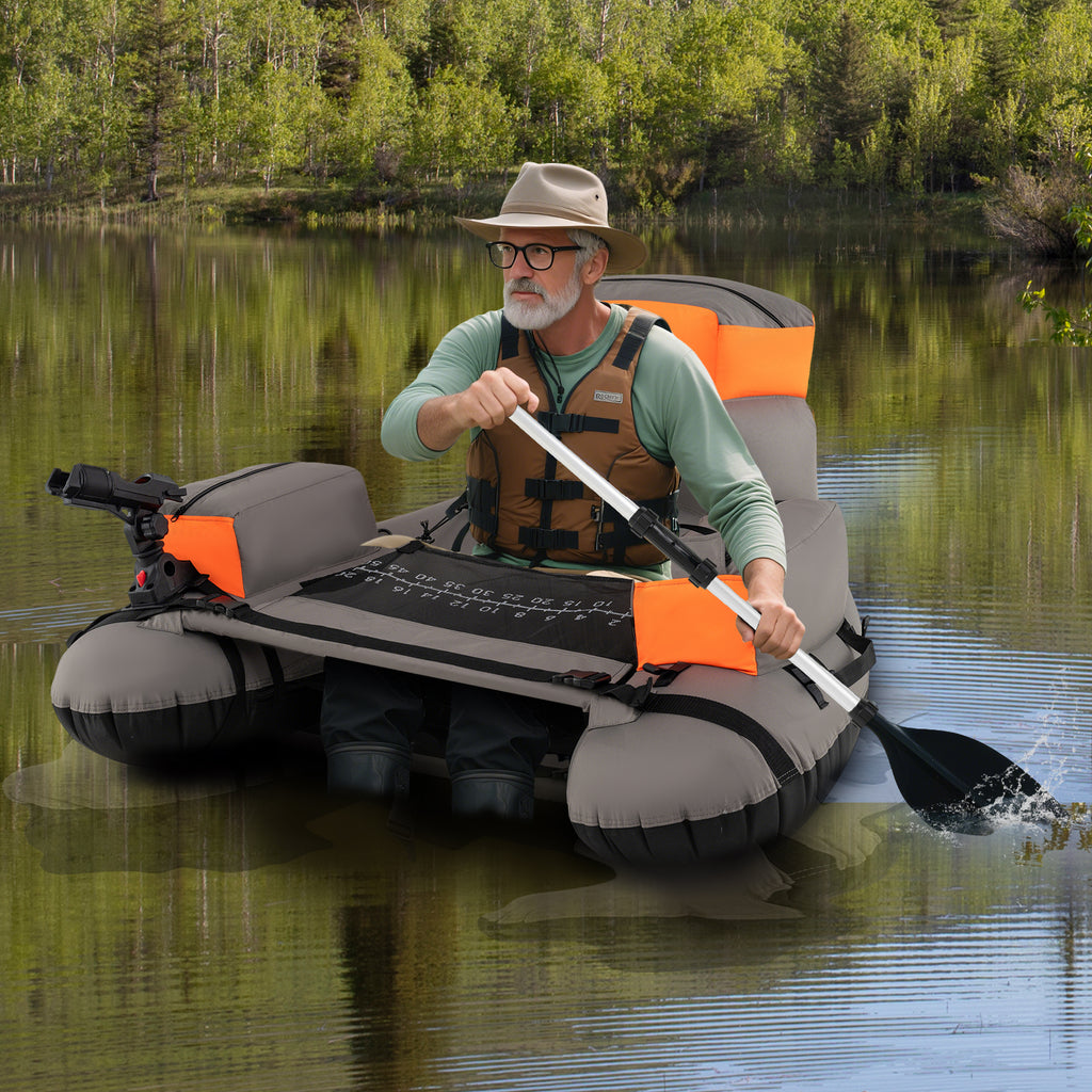Inflatable Fishing Float Tube with Shoulder Straps & Storage - Orange