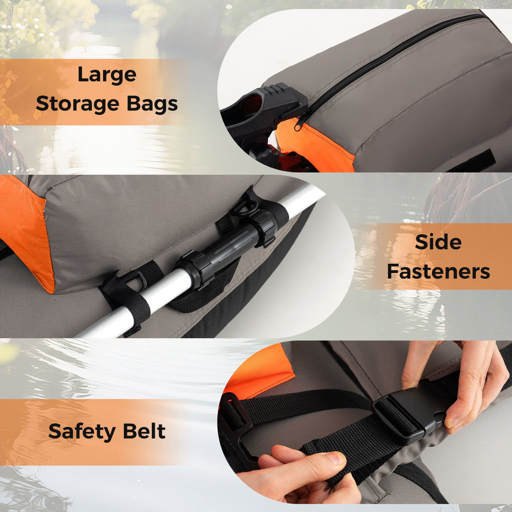 Inflatable Fishing Float Tube with Shoulder Straps & Storage - Orange
