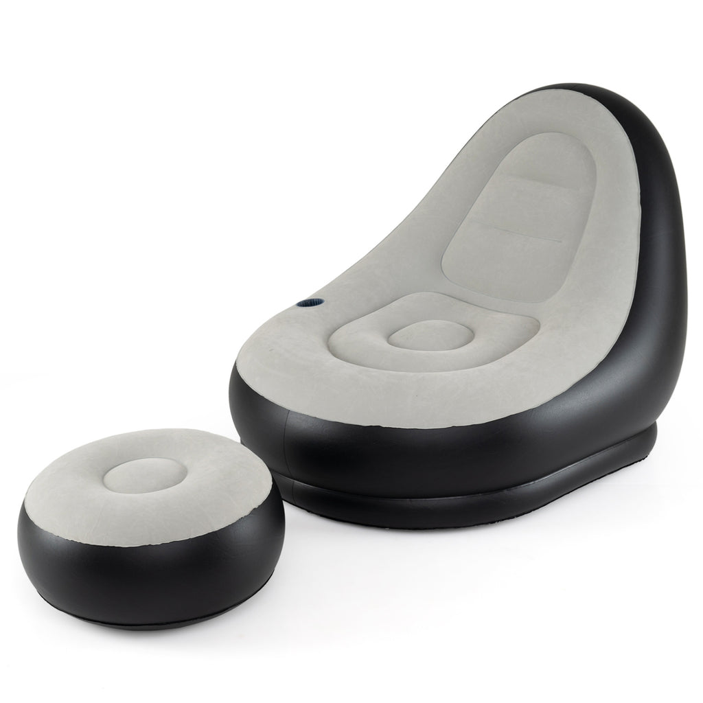 Inflatable Lounge Sofa with Ottoman Portable Air for Adults Flocked