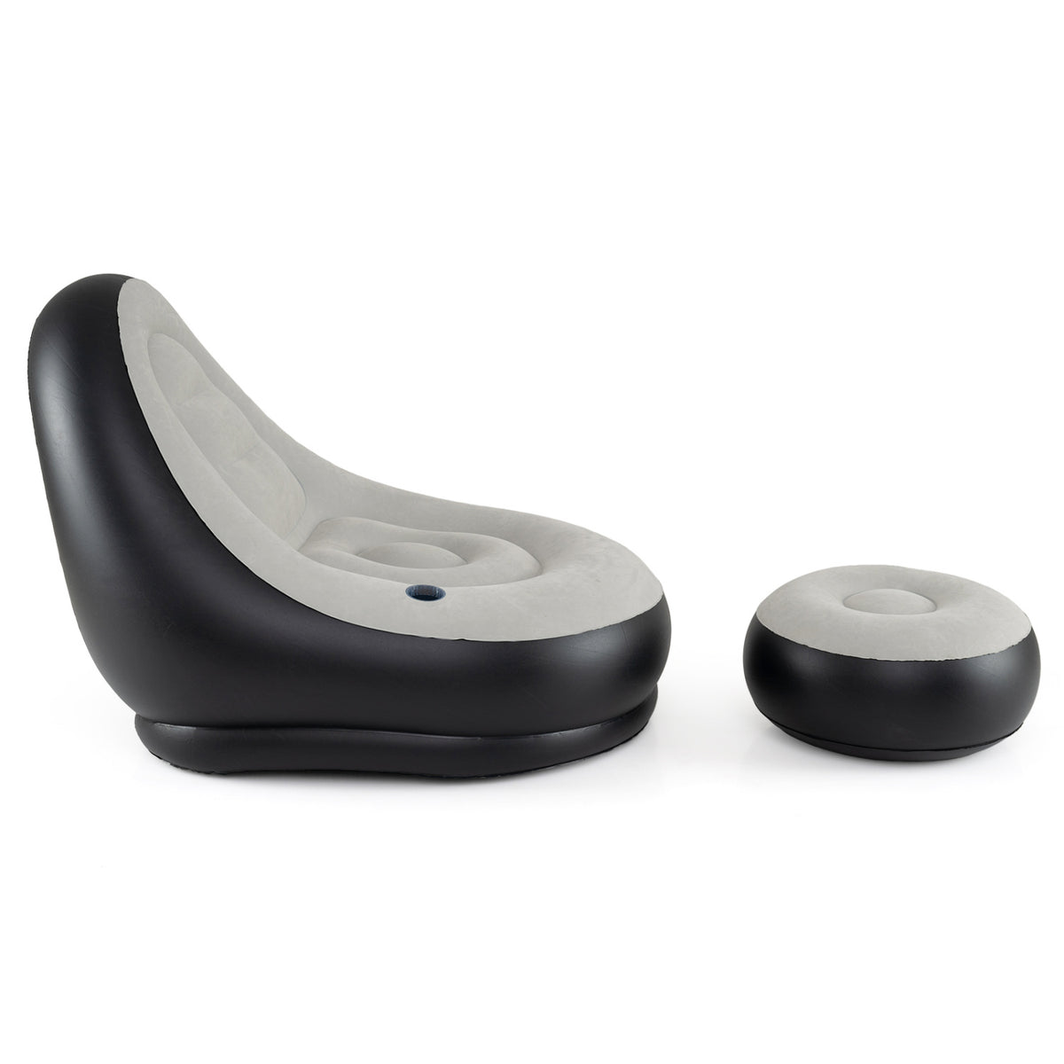 Inflatable Lounge Sofa with Ottoman Portable Air for Adults Flocked