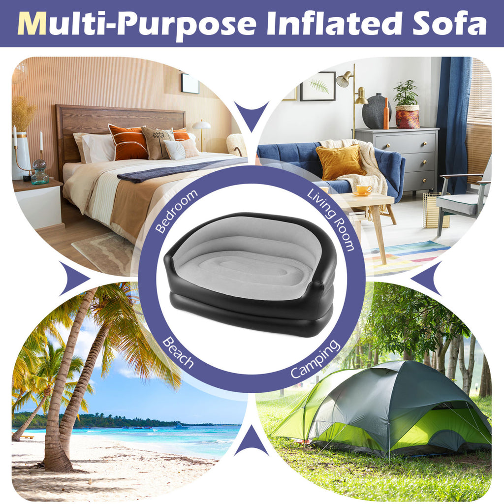 Inflatable Loveseat Couch Portable and Foldable 2-Seater Air Sofa for