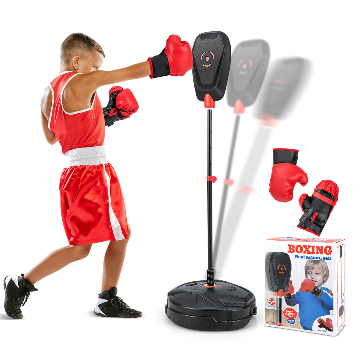 Kids Boxing Set with Punching Bag & Gloves - Inflation-Free, Adjustable Height - For Ages 5+ Variation of THIS Listing