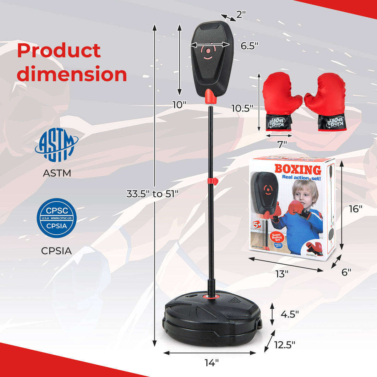 Kids Boxing Set with Punching Bag & Gloves - Inflation-Free, Adjustable Height - For Ages 5+ Variation of THIS Listing
