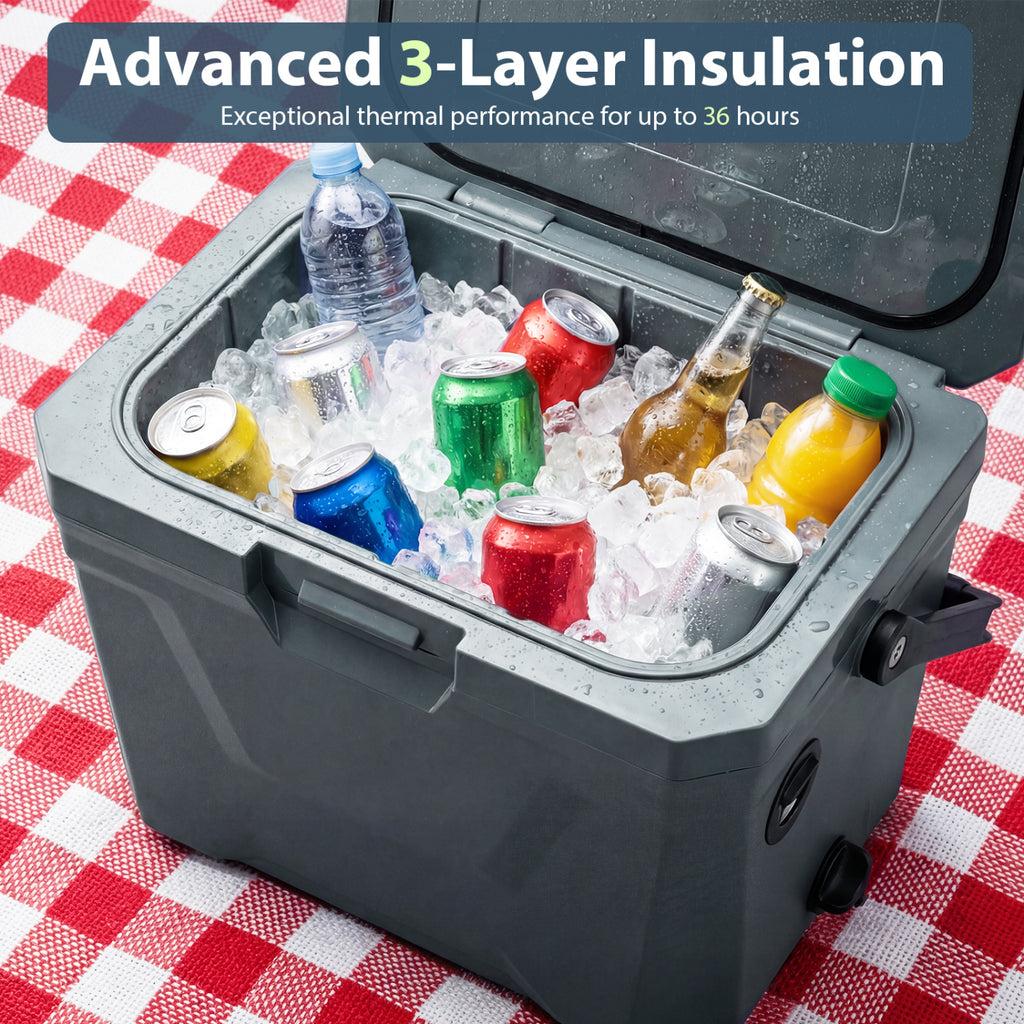 Portable Hard Shell Cooler 21 QT - Gray