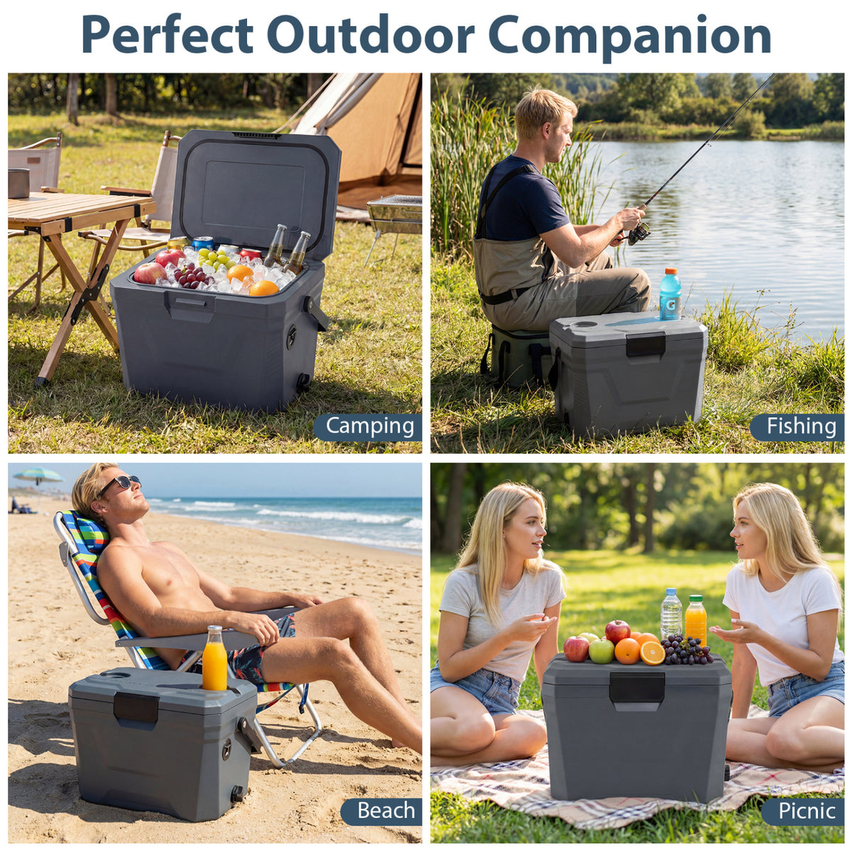 Portable Hard Shell Cooler 21 QT - Gray