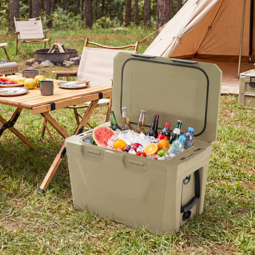 37 QT Insulated Hard Shell Cooler with Cup Holders - Coffee