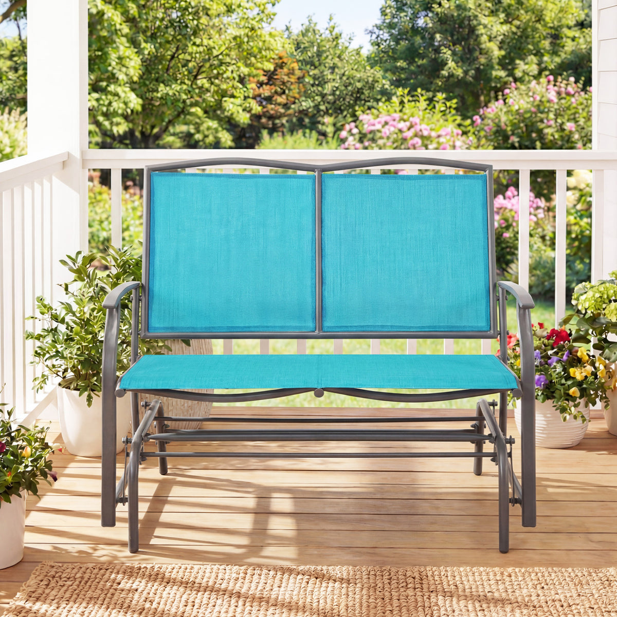 38 Inch Outdoor Rocking Chair - Turquoise