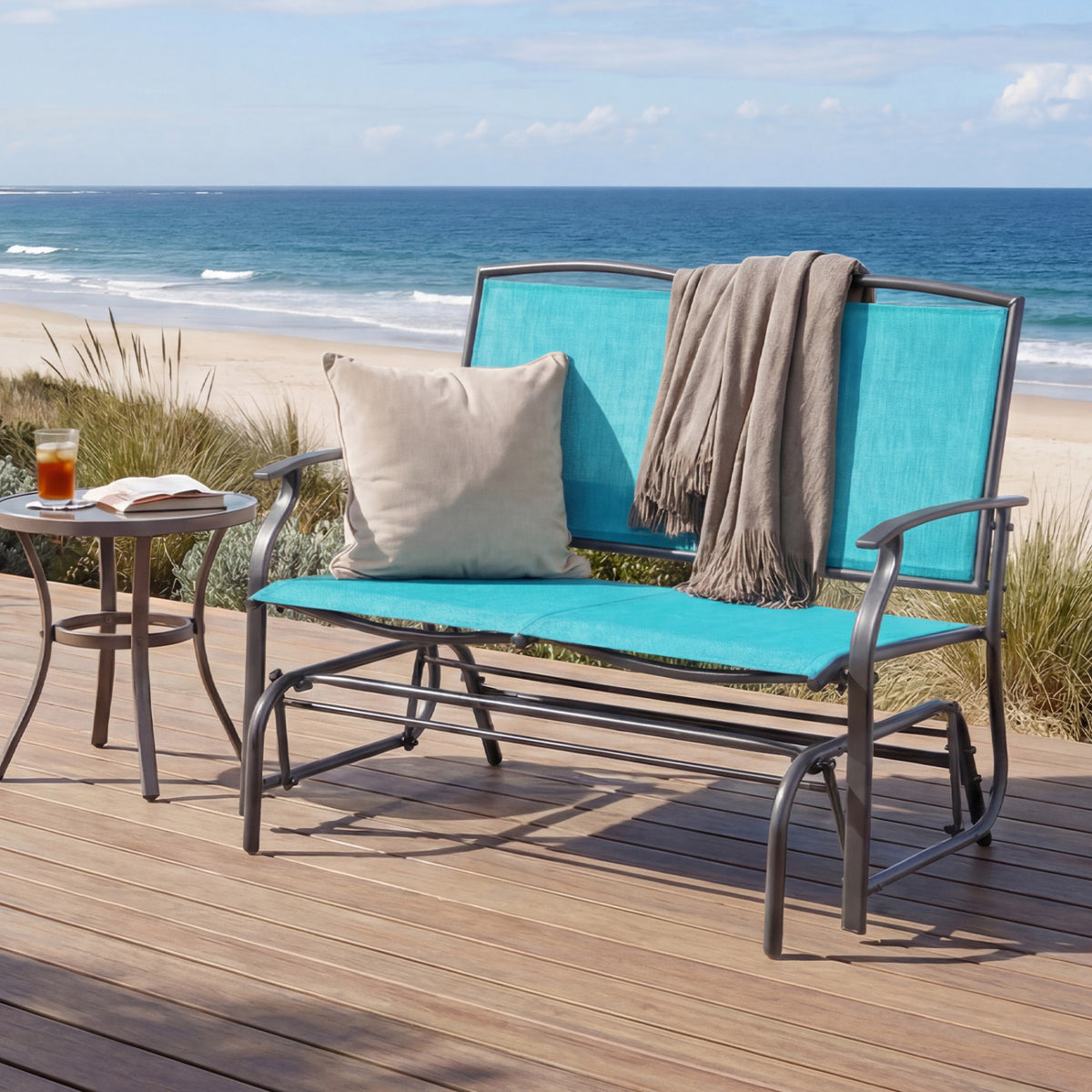 38 Inch Outdoor Rocking Chair - Turquoise