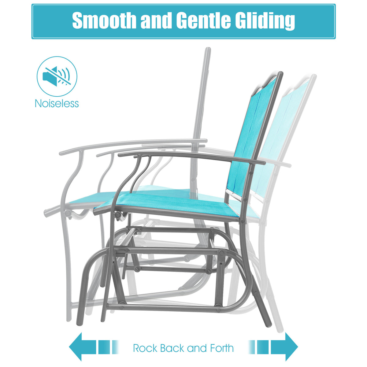38 Inch Outdoor Rocking Chair - Turquoise