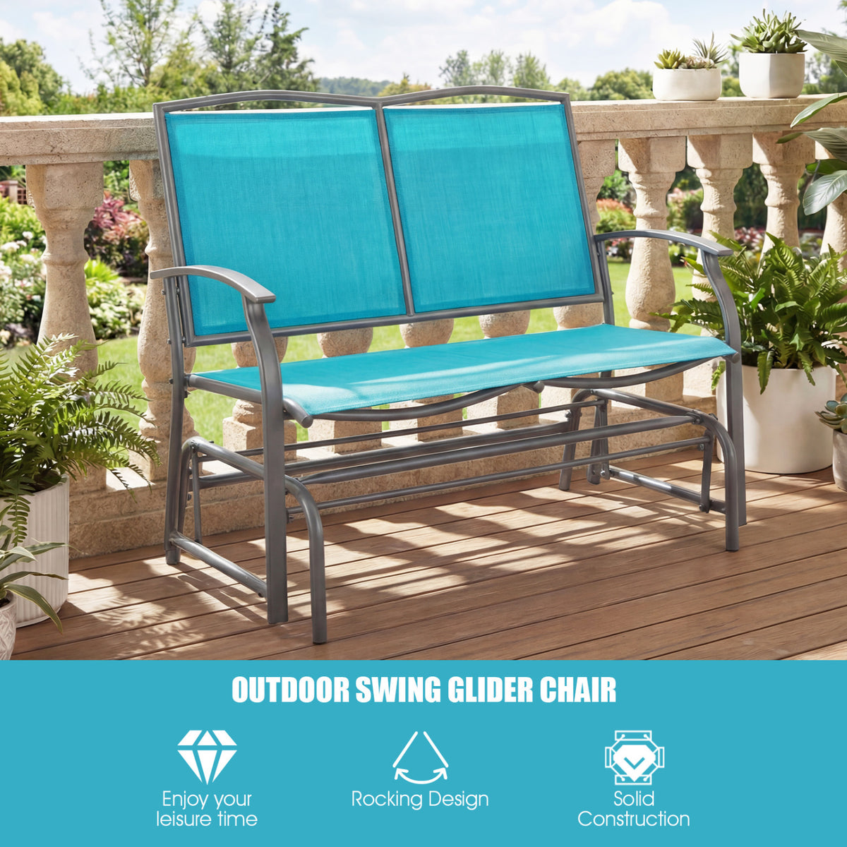 Iron Patio Rocking Chair for Outdoor Backyard and Lawn