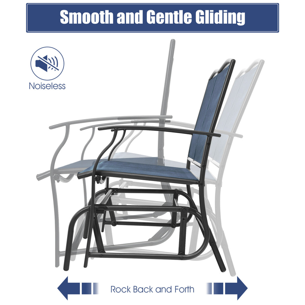 Outdoor Iron Rocking Chair, Navy - 38 Inch