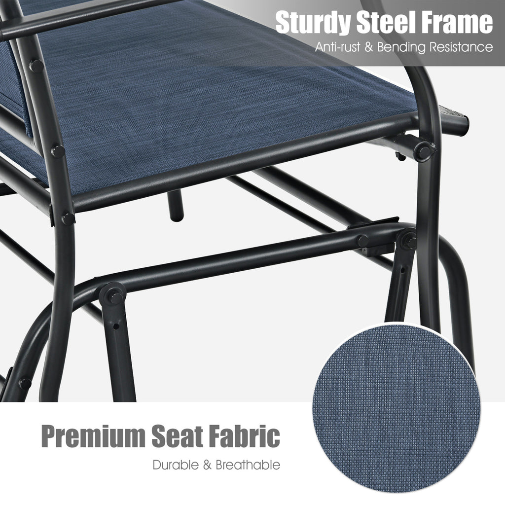 Outdoor Iron Rocking Chair, Navy - 38 Inch