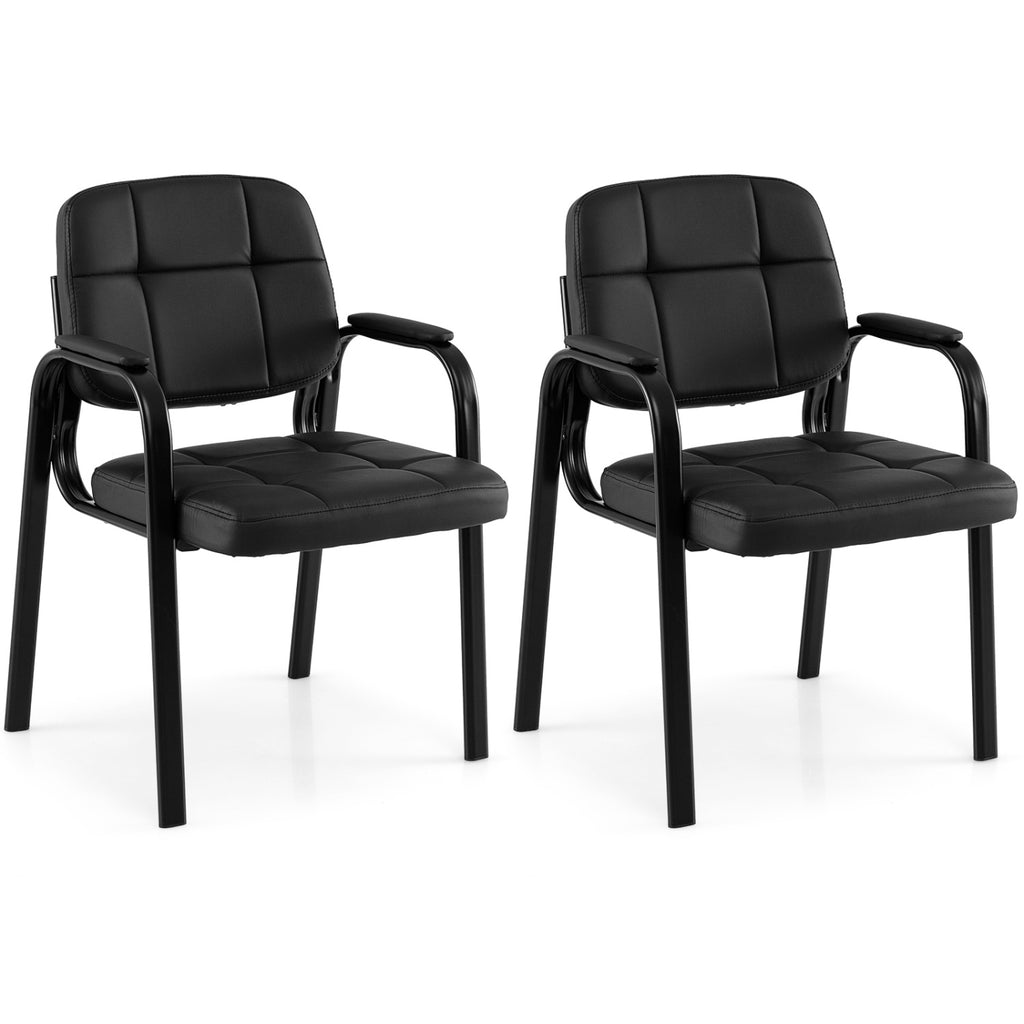 Leather Office Reception Chairs Set of 2 - Guest Seating