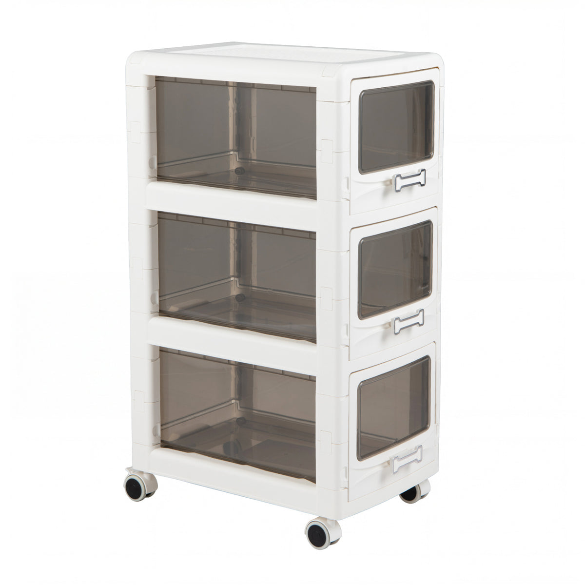 3-Tier Plastic Drawer Storage Cart with Lockable Wheels