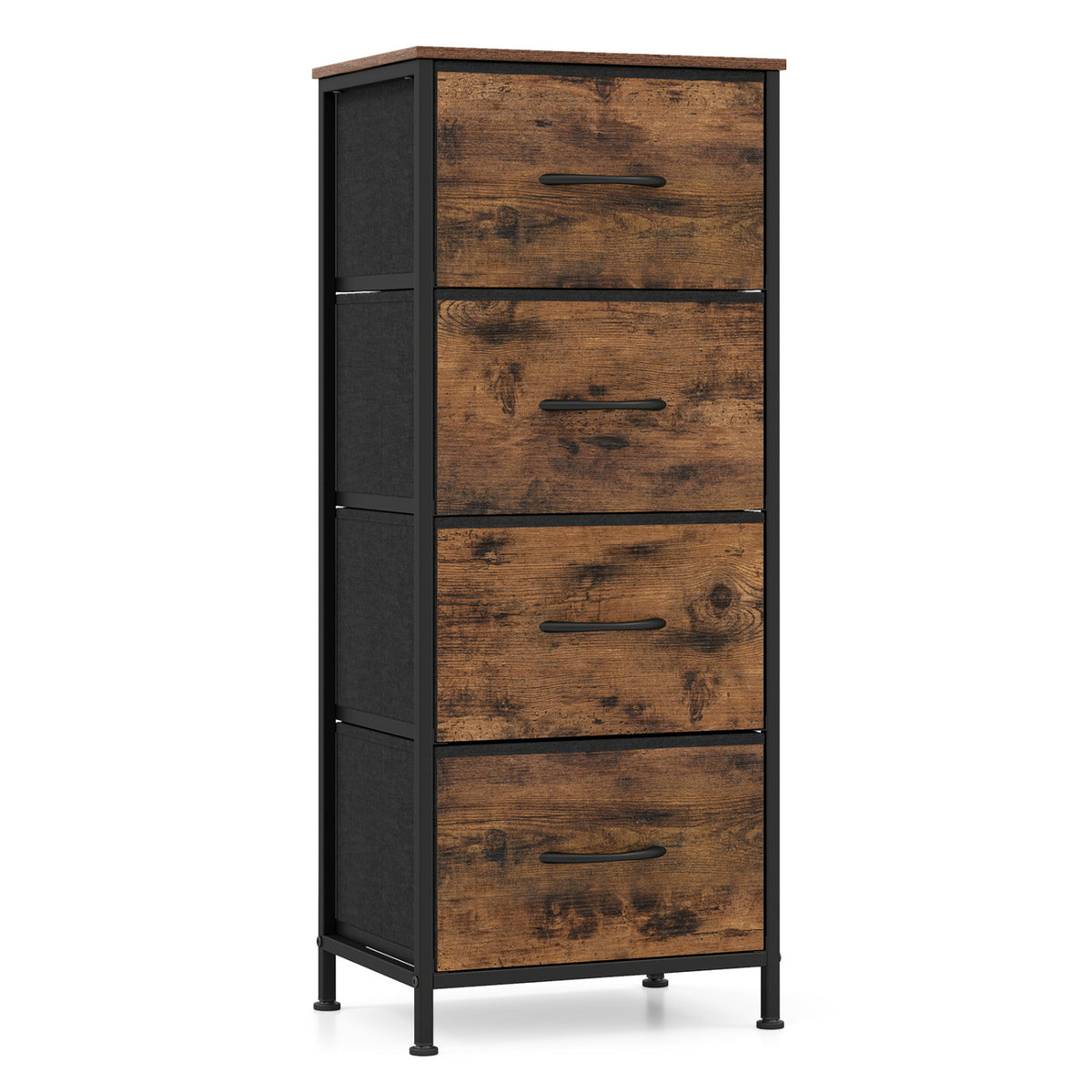 3-Drawer Fabric Dresser with Metal Frame - Brown