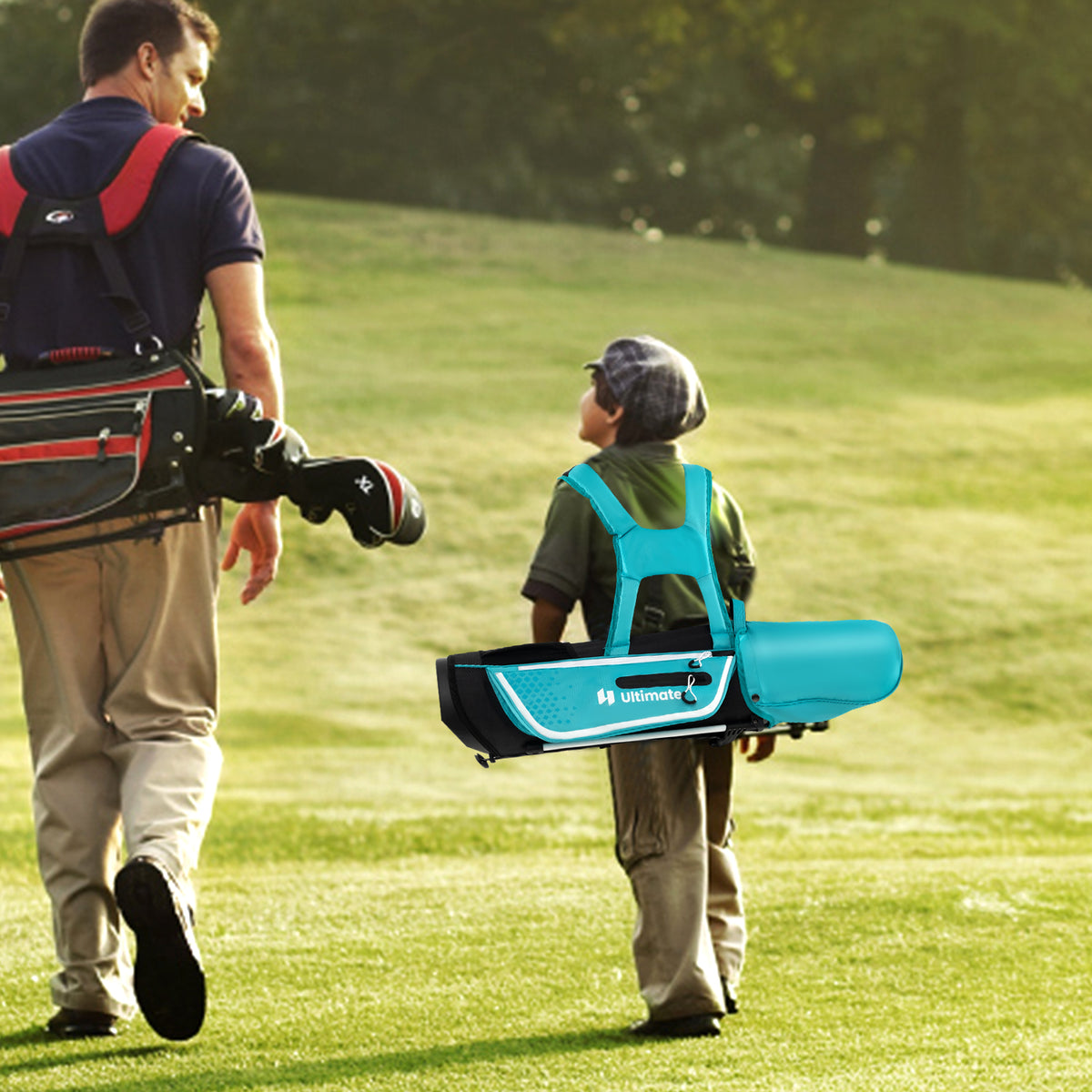 Kids Golf Club Set for Ages 5-7 - Right Hand with Rain Hood & Stand Bag - Blue