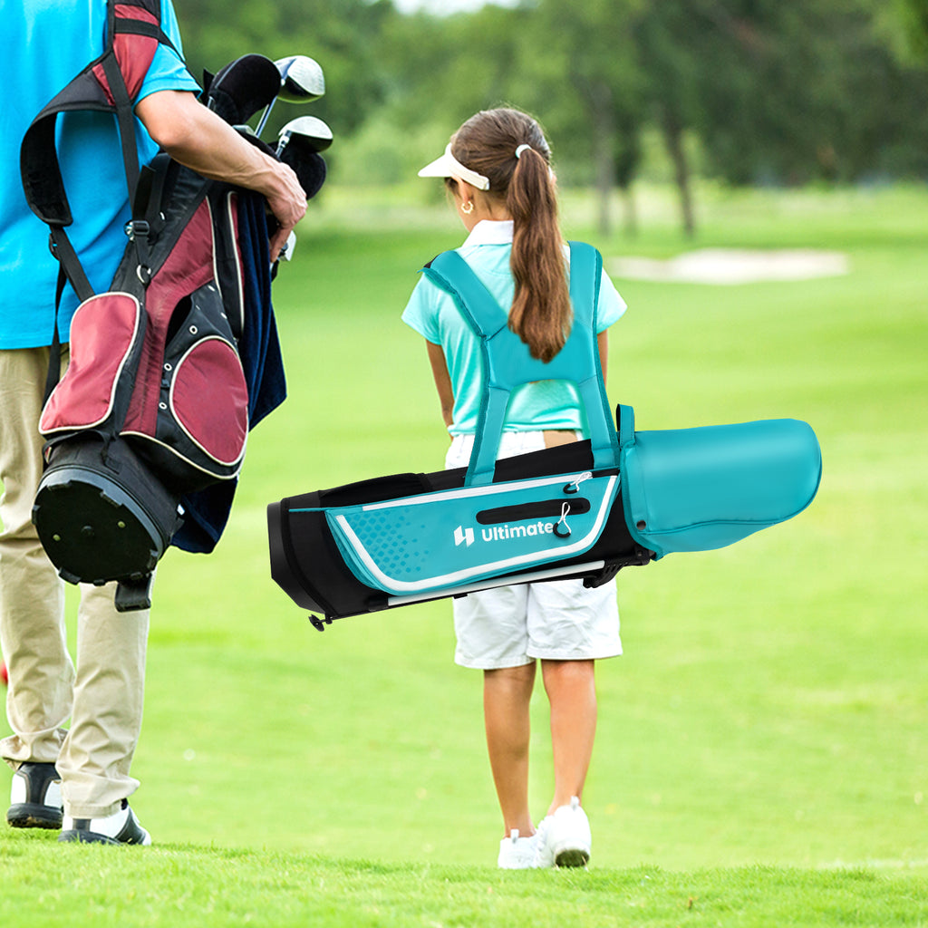 Kids Golf Club Set for 8-10 Years Old with Rain Hood - Blue, Complete Junior Golf Set by Costway
