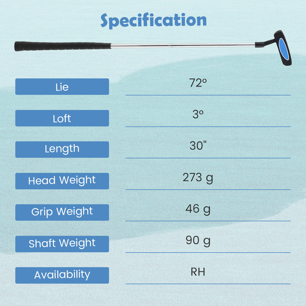 Kids Golf Putter for Ages 11-14 Blue - Lightweight Mallet with Alignment Aid