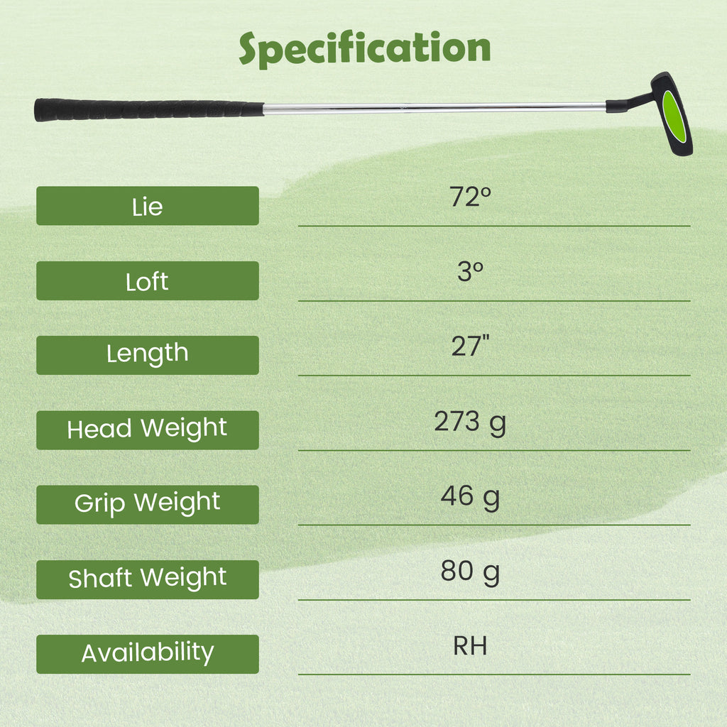 Kids Golf Putter for 8-10 Years Old - Green Mallet Club with Headcover