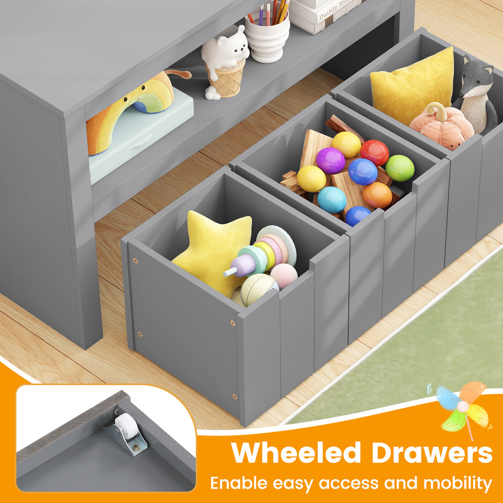 Kid Toy Storage Cabinet with 3 Drawers on Wheels - Gray Variation