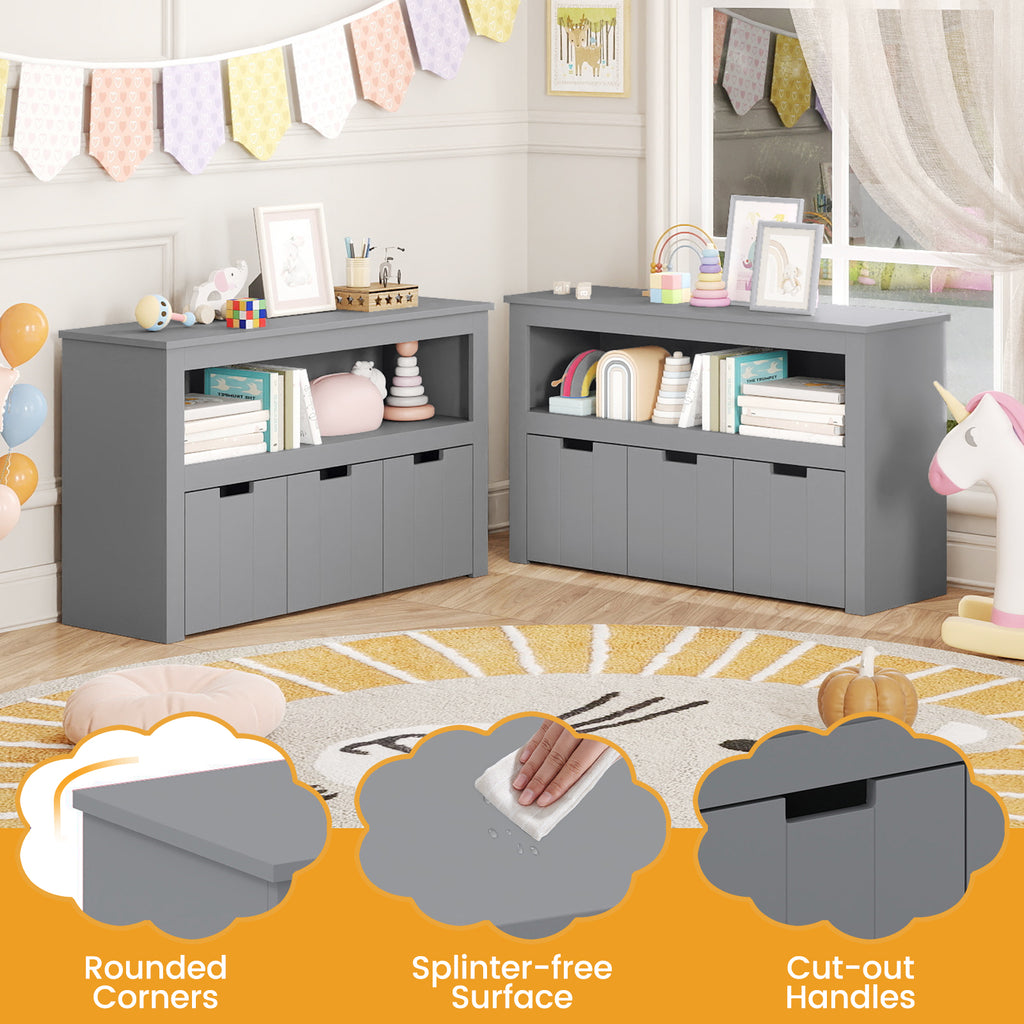 Kid Toy Storage Cabinet with 3 Drawers on Wheels - Gray Variation