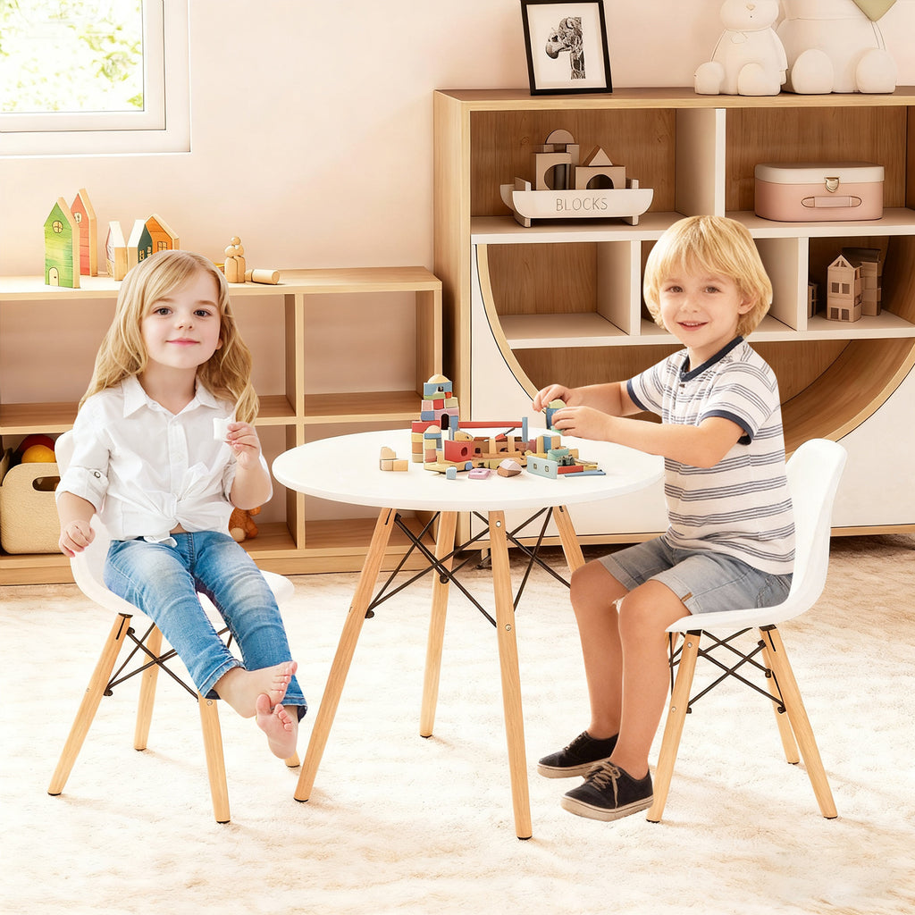Kids Modern Dining Table Set with 2 Armless Chairs - Play & Dining Furniture