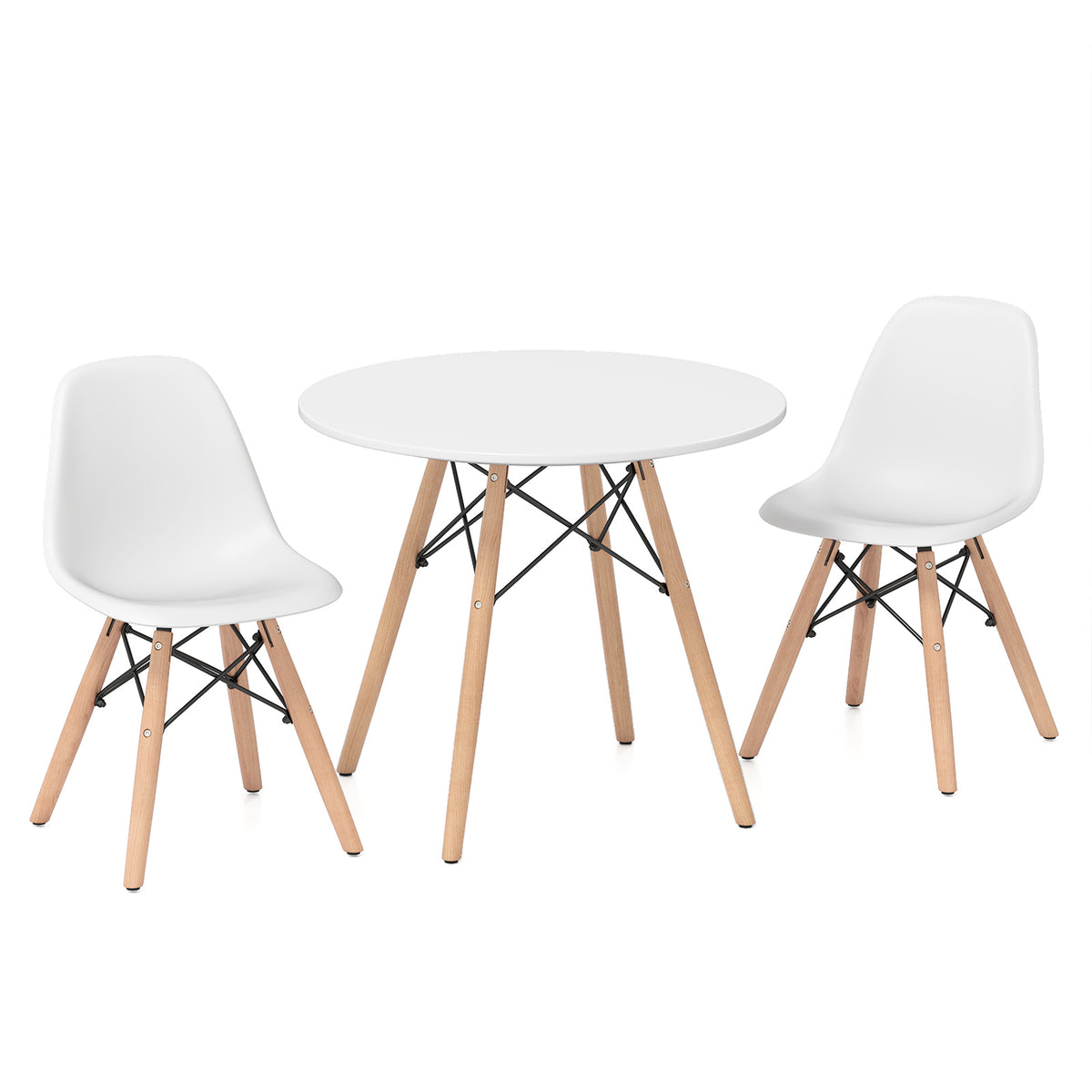 Kids Modern Dining Table Set with 2 Armless Chairs - Play & Dining Furniture