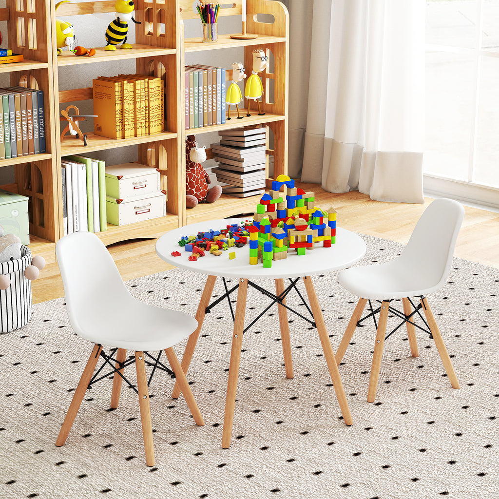 Kids Modern Dining Table Set with 2 Armless Chairs - Play & Dining Furniture