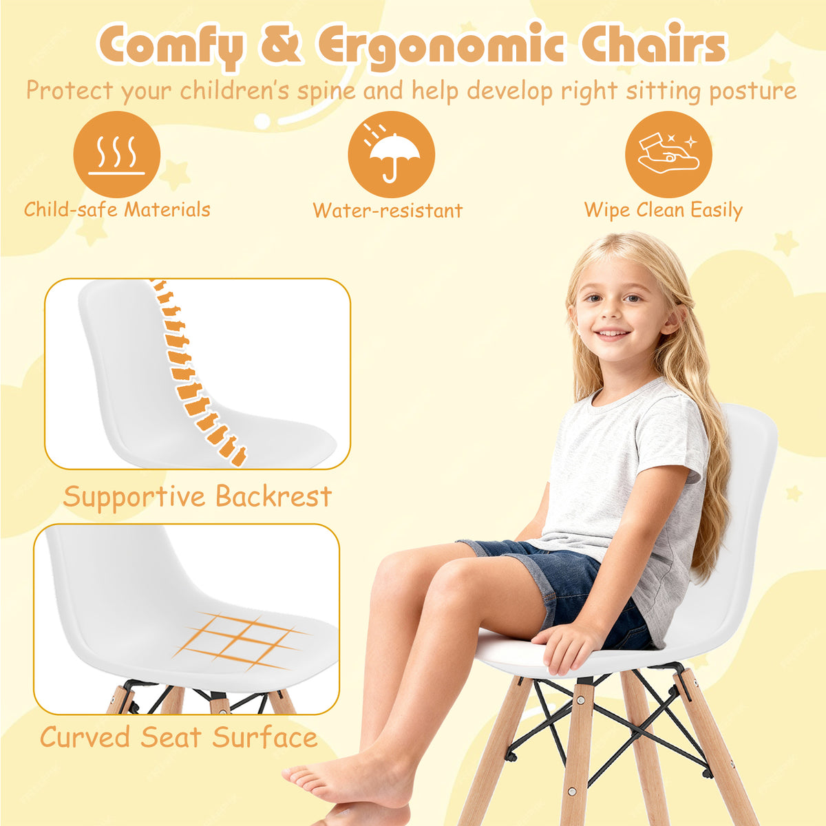 Kids Modern Dining Table Set with 2 Armless Chairs - Play & Dining Furniture