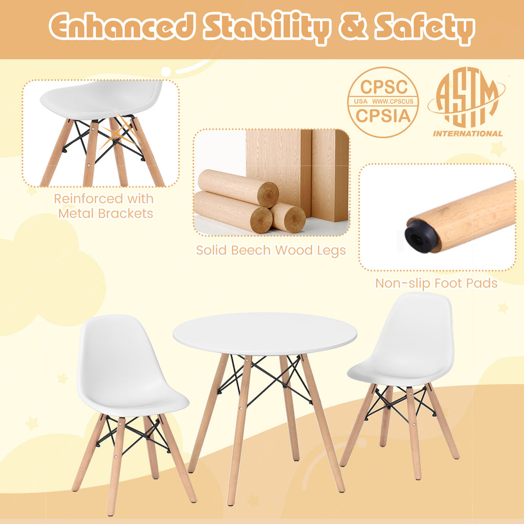 Kids Modern Dining Table Set with 2 Armless Chairs - Play & Dining Furniture